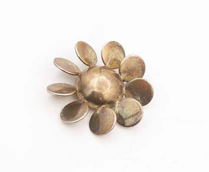 925 Sterling Silver Vintage Brooch DEROSA Modernist Abstract Floral Pin  BP12004