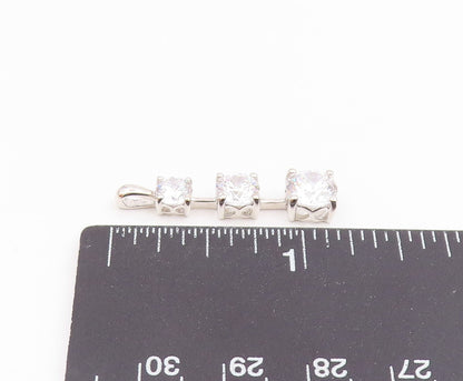 925 Sterling Silver  Vintage Shiny Graduating Cubic Zirconia Pendant  PT17400