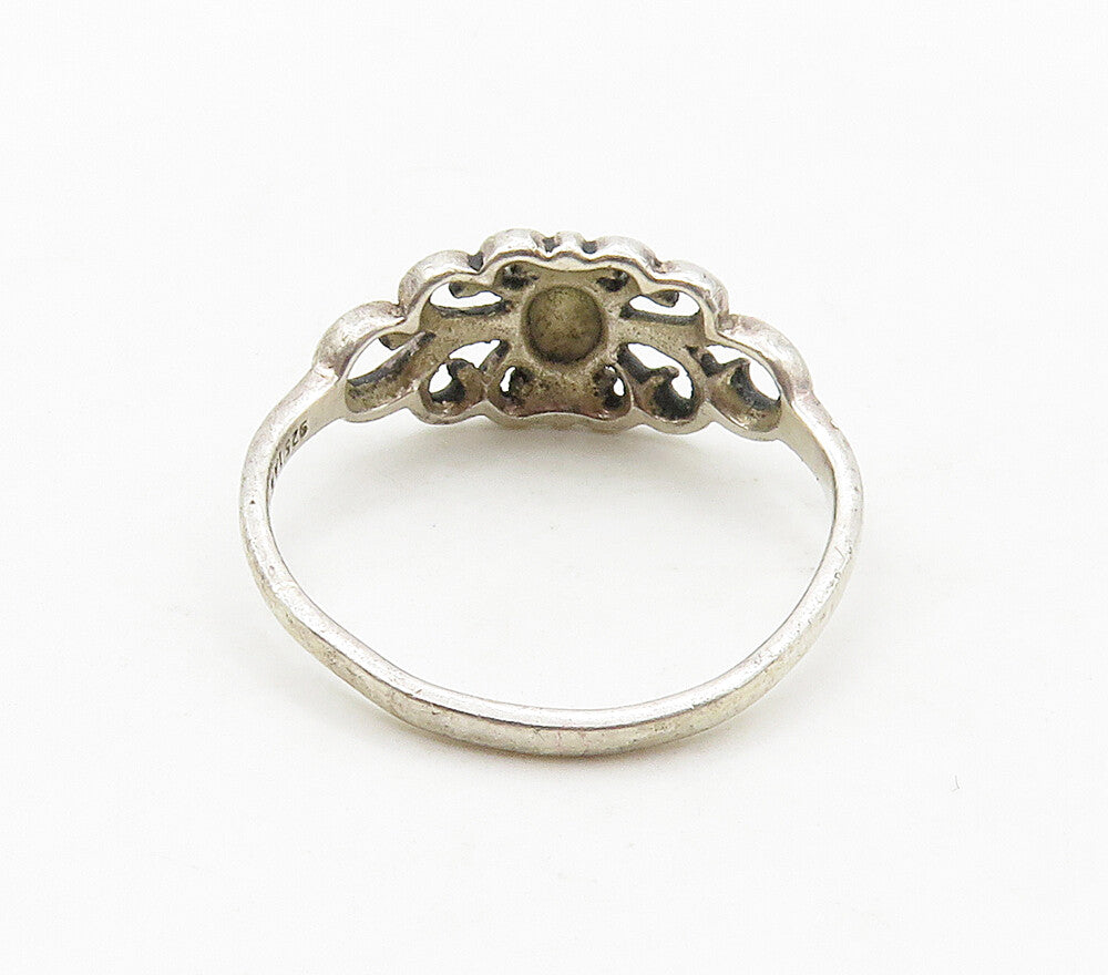 925 Sterling Silver  Inlaid Mother Of Pearl Swirl Band Ring Sz 5.5  RG15941