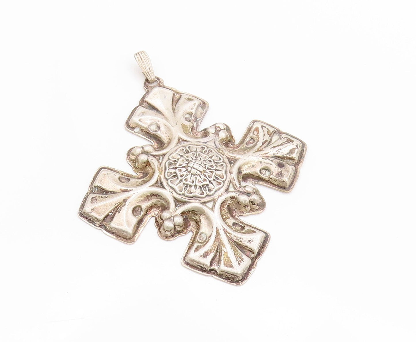 925 Sterling Silver Vintage Pendant REED & BARTON Antique Floral Carved  PT24038
