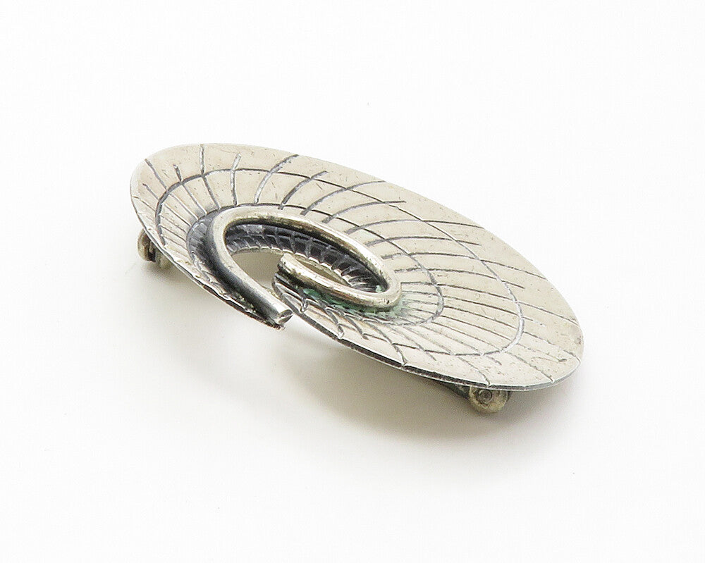 BEAU 925 Sterling Silver  Vintage Etched Detail Spiral Brooch Pin  BP5606