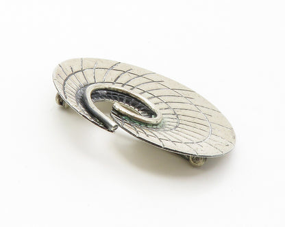 BEAU 925 Sterling Silver  Vintage Etched Detail Spiral Brooch Pin  BP5606