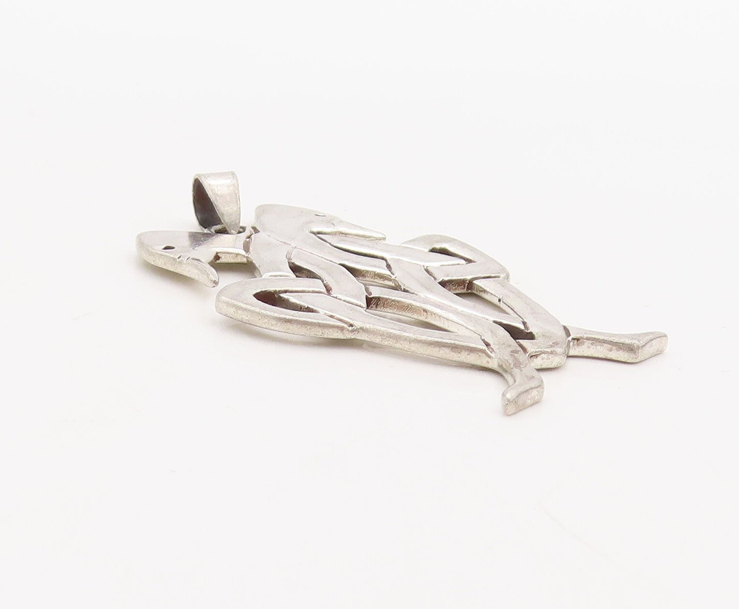 925 Sterling Silver Vintage Pendant Celtic Cutout Interlocked Swans  PT23573