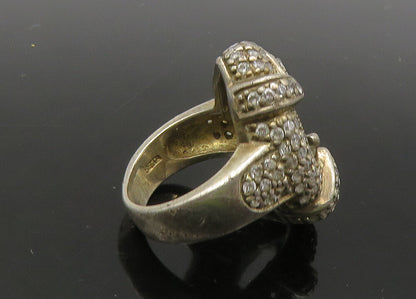 925 Sterling Silver  Vintage Cubic Zirconia Oval Cocktail Ring Sz 5  RG22083