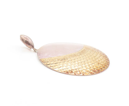 925 Sterling Silver Vintage Pendant Gold Plated Box Carved Round Disk  PT24406