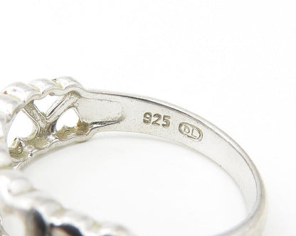 DL 925 Sterling Silver  Up & Down Open Love Hearts Band Ring Sz 7  RG10886