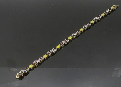 925 Sterling Silver  Vintage Cabochon Cut Fire Opal Chain Bracelet  BT8317