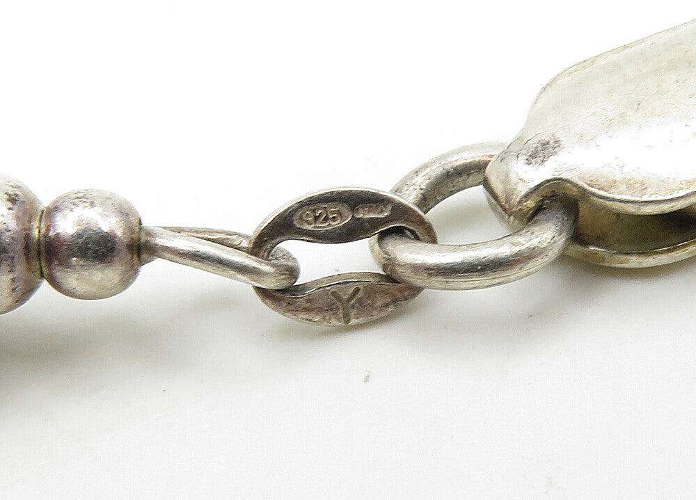 925 Sterling Silver  Vintage Two Tone Fluted Bead Chain Bracelet  BT8529