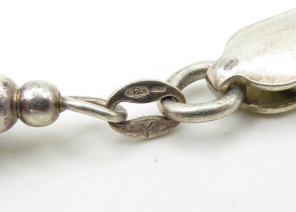925 Sterling Silver  Vintage Two Tone Fluted Bead Chain Bracelet  BT8529