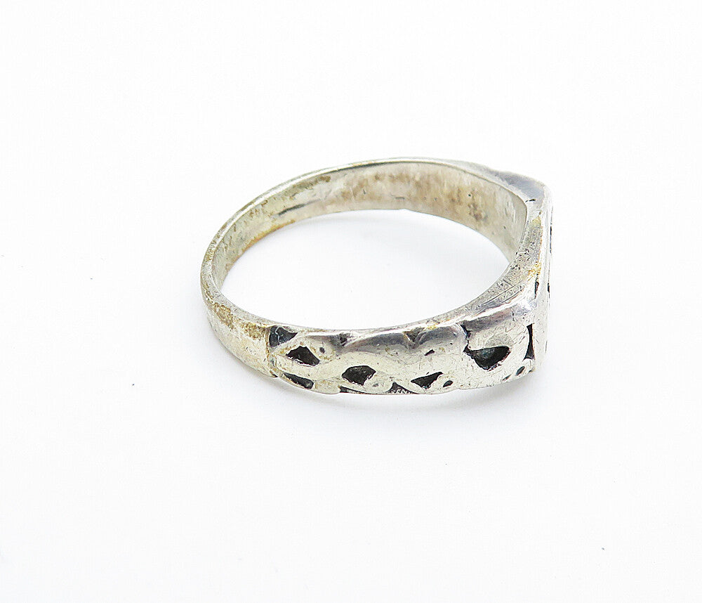 925 Sterling Silver  Vintage Antique Oxidized Swirl Band Ring Sz 7  RG6596