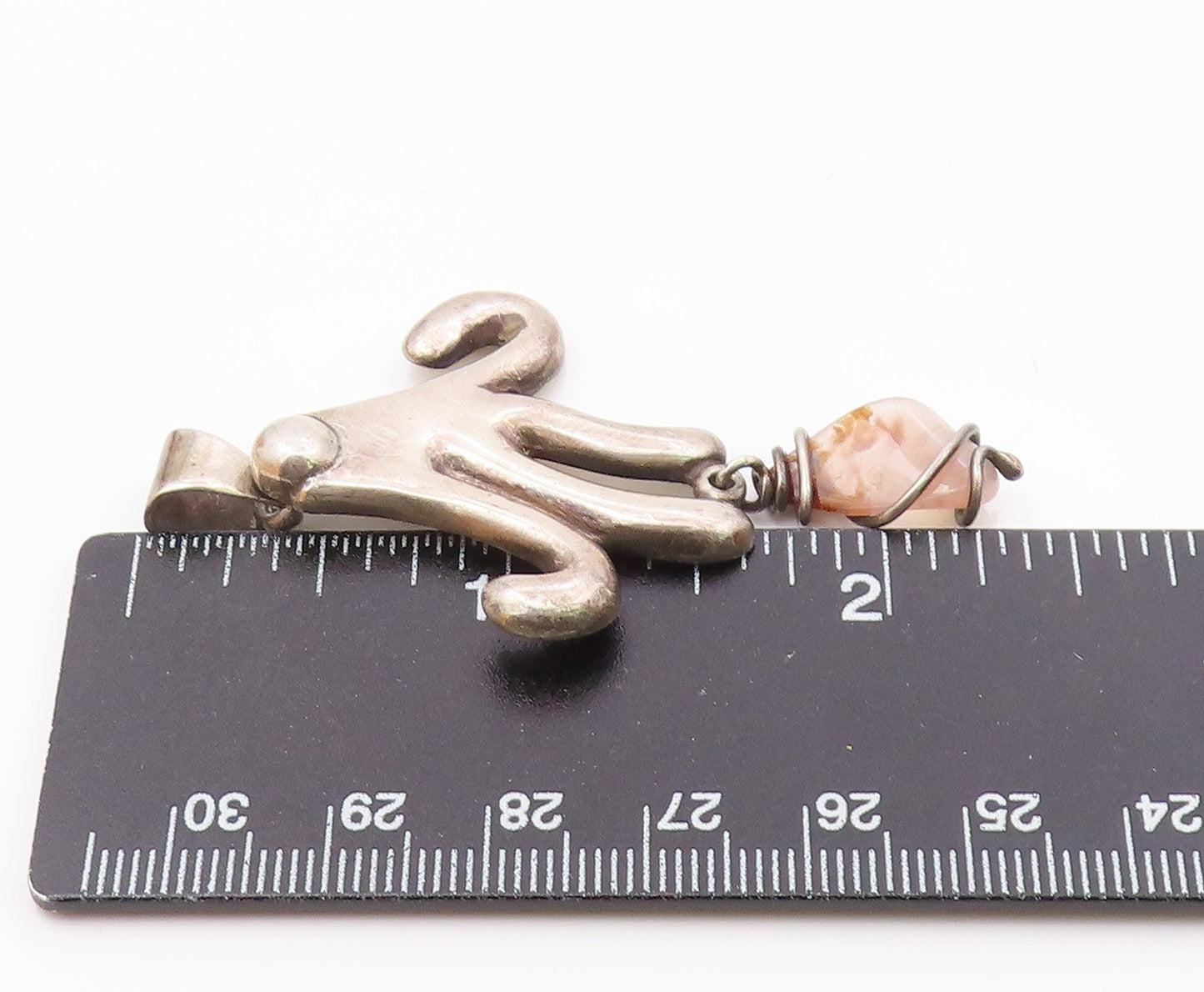 MEXICO 925 Silver  Vintage Tentacles Motif Wrapped Agate Pendant  PT21676