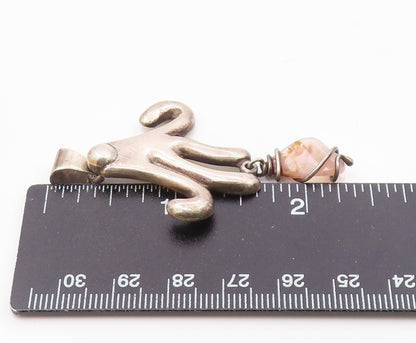 MEXICO 925 Silver  Vintage Tentacles Motif Wrapped Agate Pendant  PT21676