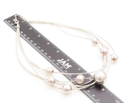 925 Sterling Silver  Vintage Shiny Hollow Spheres Thin Chain Necklace  NE1337