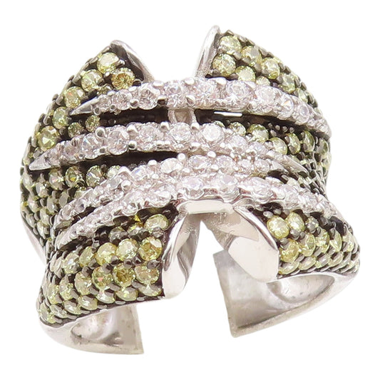 925 Sterling Silver Vintage Ring Dual Color CZ Crossover Band  Sz 7.5  RG35078