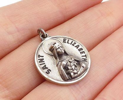 CREED 925 Sterling Silver  Vintage Petite Saint Elizabeth Round Pendant PT3401