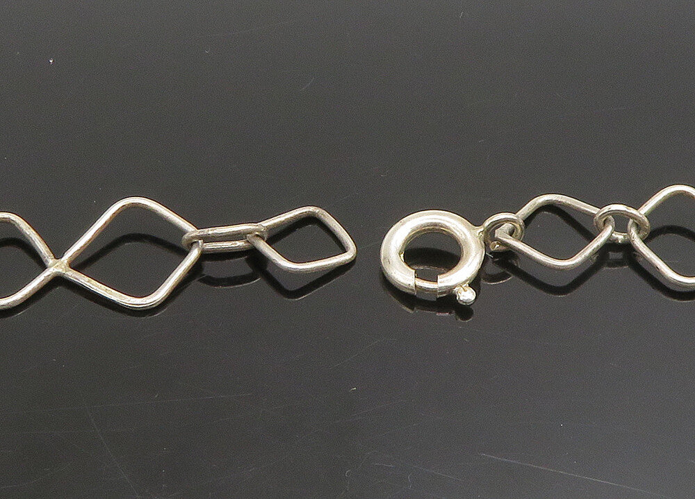 925 Sterling Silver  Vintage Two Tone Square Link Chain Necklace  NE3746