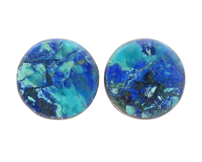 925 Sterling Silver Vintage Earrings Gemstone Deep Ocean Blue Studs  EG13869