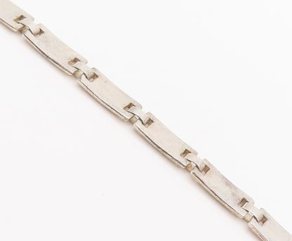 925 Sterling Silver Vintage Bracelet Solid Linked Rectangular Etched  BT10291