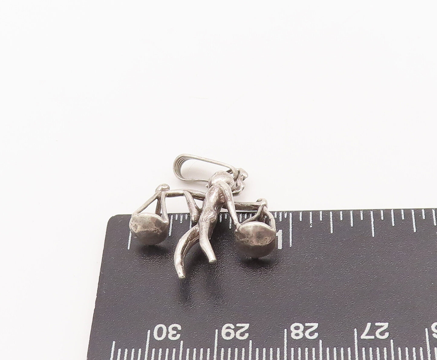 925 Sterling Silver Vintage Pendant Young Man Carrying Weighing Scale  PT22764