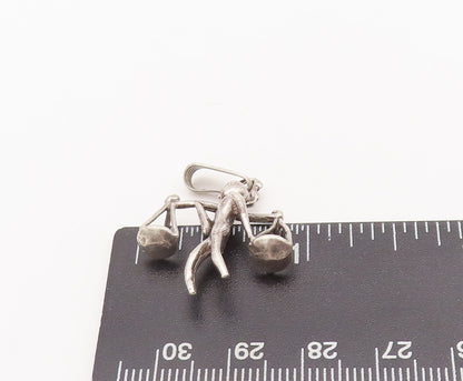 925 Sterling Silver Vintage Pendant Young Man Carrying Weighing Scale  PT22764