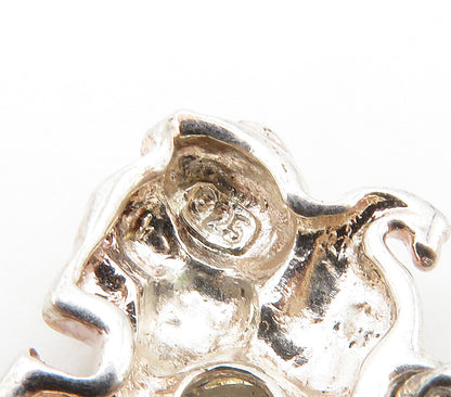 925  Silver  Vintage Cubic Zirconia Mom & Baby Elephants Pendant  PT13118