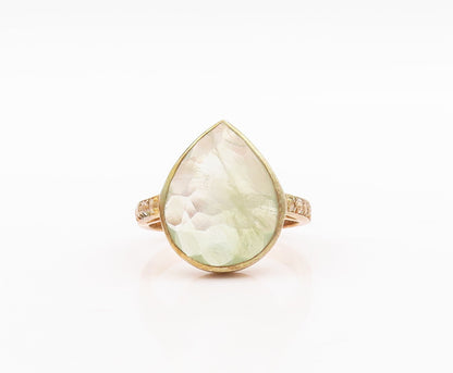 925 Sterling Silver Vintage Ring Rose Plated Drop Cut Gemstone & CZ Sz 8 RG29585