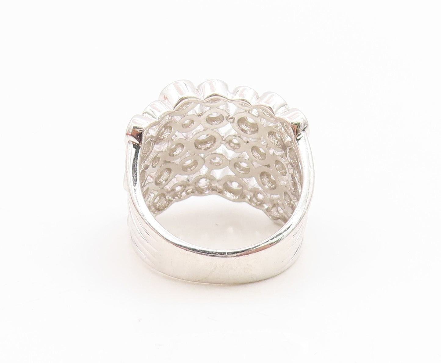 925 Sterling Silver Vintage Ring JACMEL Bezel Set CZ Multi Row  Sz 6.5  RG35010