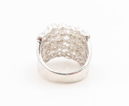 925 Sterling Silver Vintage Ring JACMEL Bezel Set CZ Multi Row  Sz 6.5  RG35010