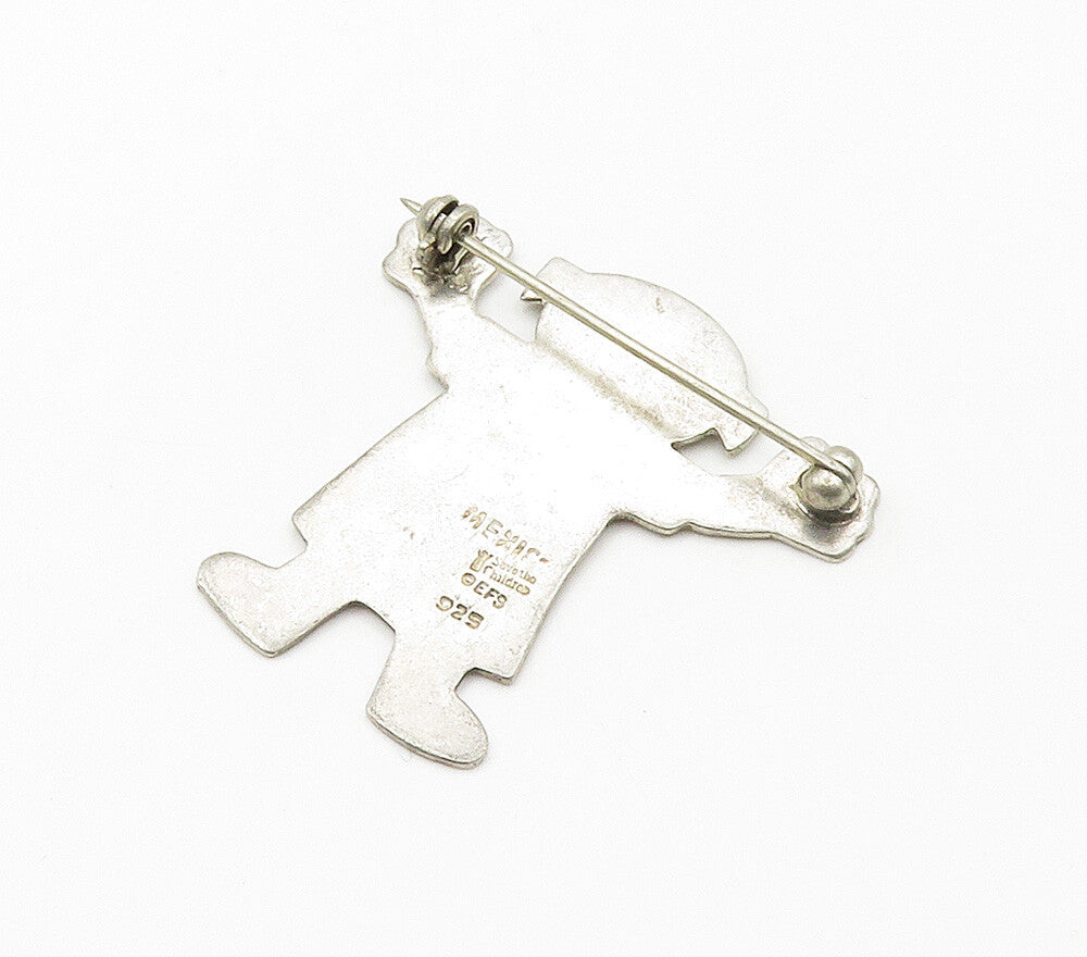 MEXICO 925 Sterling Silver  Vintage Happy Little Girl Heart Brooch Pin  BP6135