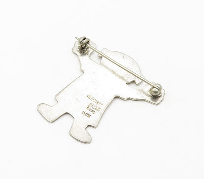 MEXICO 925 Sterling Silver  Vintage Happy Little Girl Heart Brooch Pin  BP6135