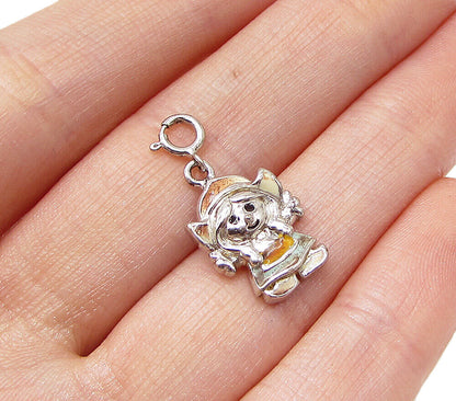925 Sterling Silver  Enamel Animated Character Charm Pendant  PT2013