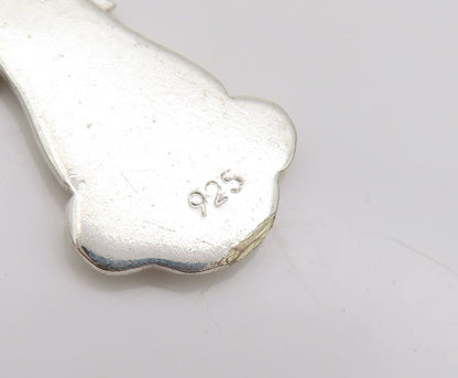 925 Sterling Silver  Vintage Hammered Cross Cut Fish Back Pendant  PT22362