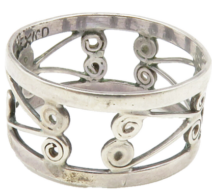 MEXICO 925 Sterling Silver  Vintage Shiny Open Swirl Band Ring Sz 6.5  RG14748