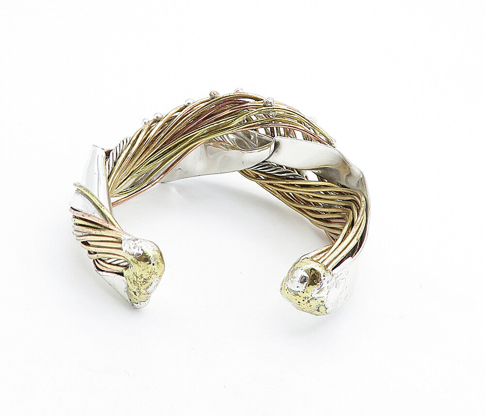 DESIGNER 925 Sterling Silver  Two Tone Vine Wrapped Cuff Bracelet  BT3056