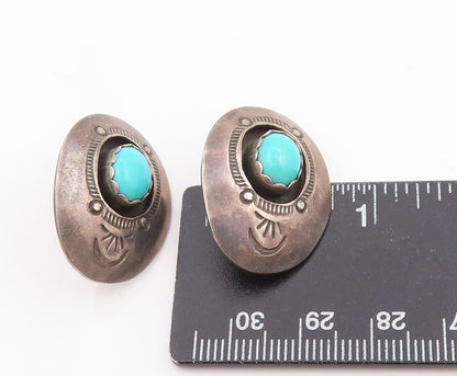 925 Sterling Silver Vintage Earrings SOUTHWESTERN Cabochon Turquoise EG13729
