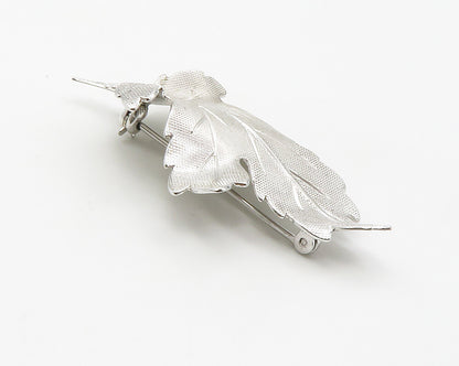 CARL ART 925 Silver  Vintage Shiny Etched Floral Leaf Motif Brooch Pin  BP5506