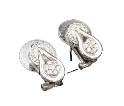 925 Sterling Silver  Vintage Floral Genuine Diamonds Drop Earrings  EG11918