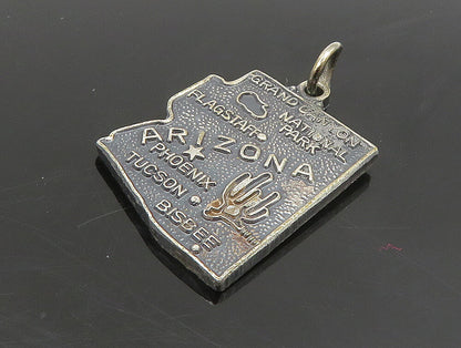 925 Sterling Silver  Vintage Arizona State Map Souvenir Pendant  PT19648