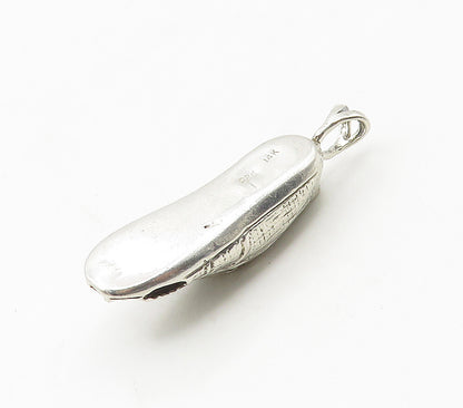 925 Sterling Silver  Vintage Shiny Came From Poverty Shoe Pendant  PT13381