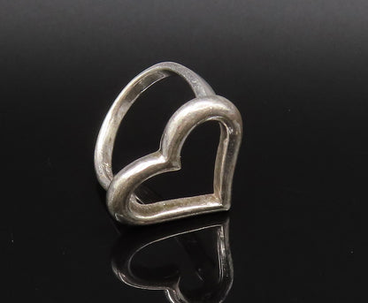 925 Silver  Vintage Fashionable Minimalist Open Love Heart Ring Sz 7  RG25733