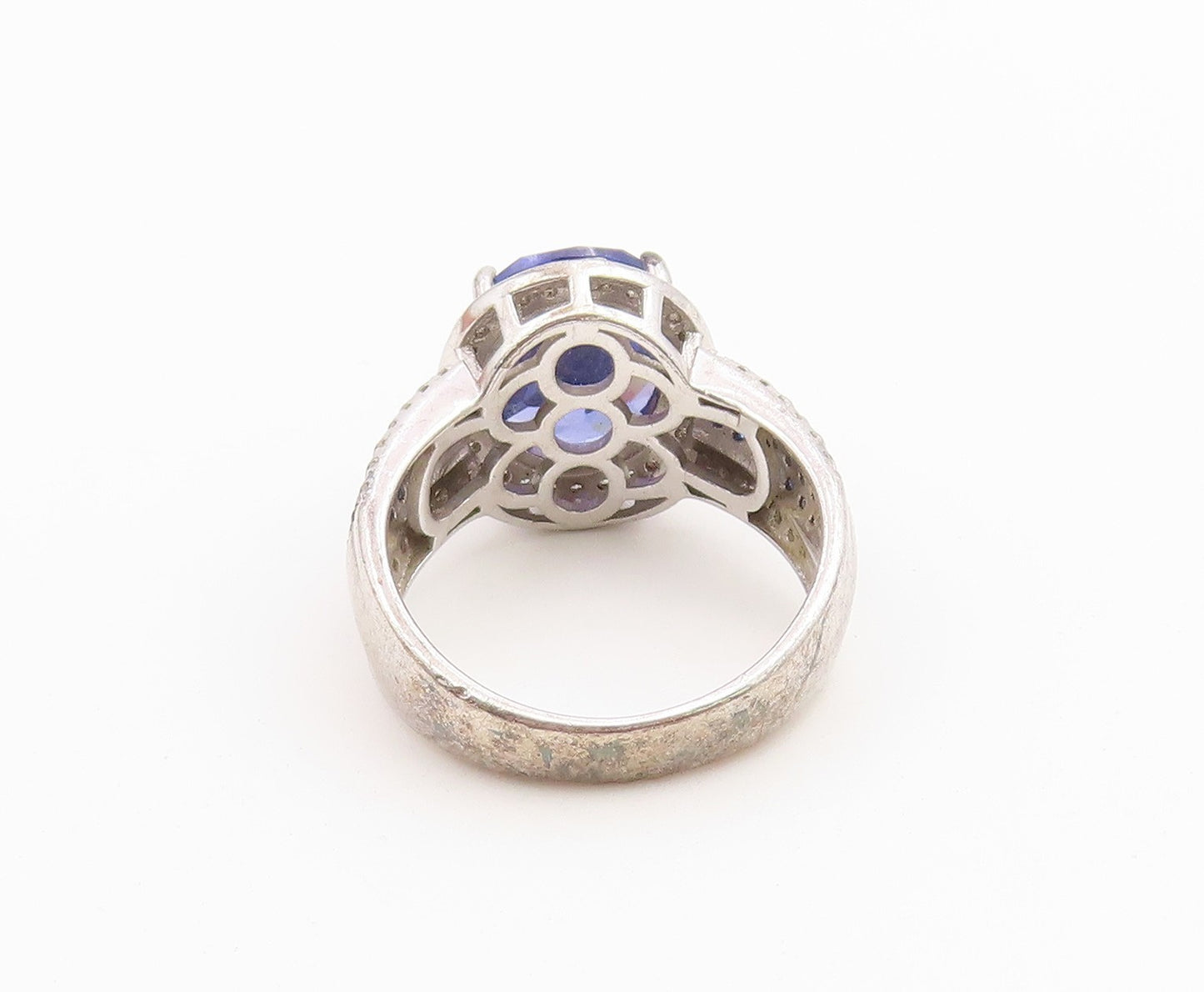 925 Sterling Silver Vintage Ring Tanzanite & Topaz Statement Band  Sz 7  RG36750