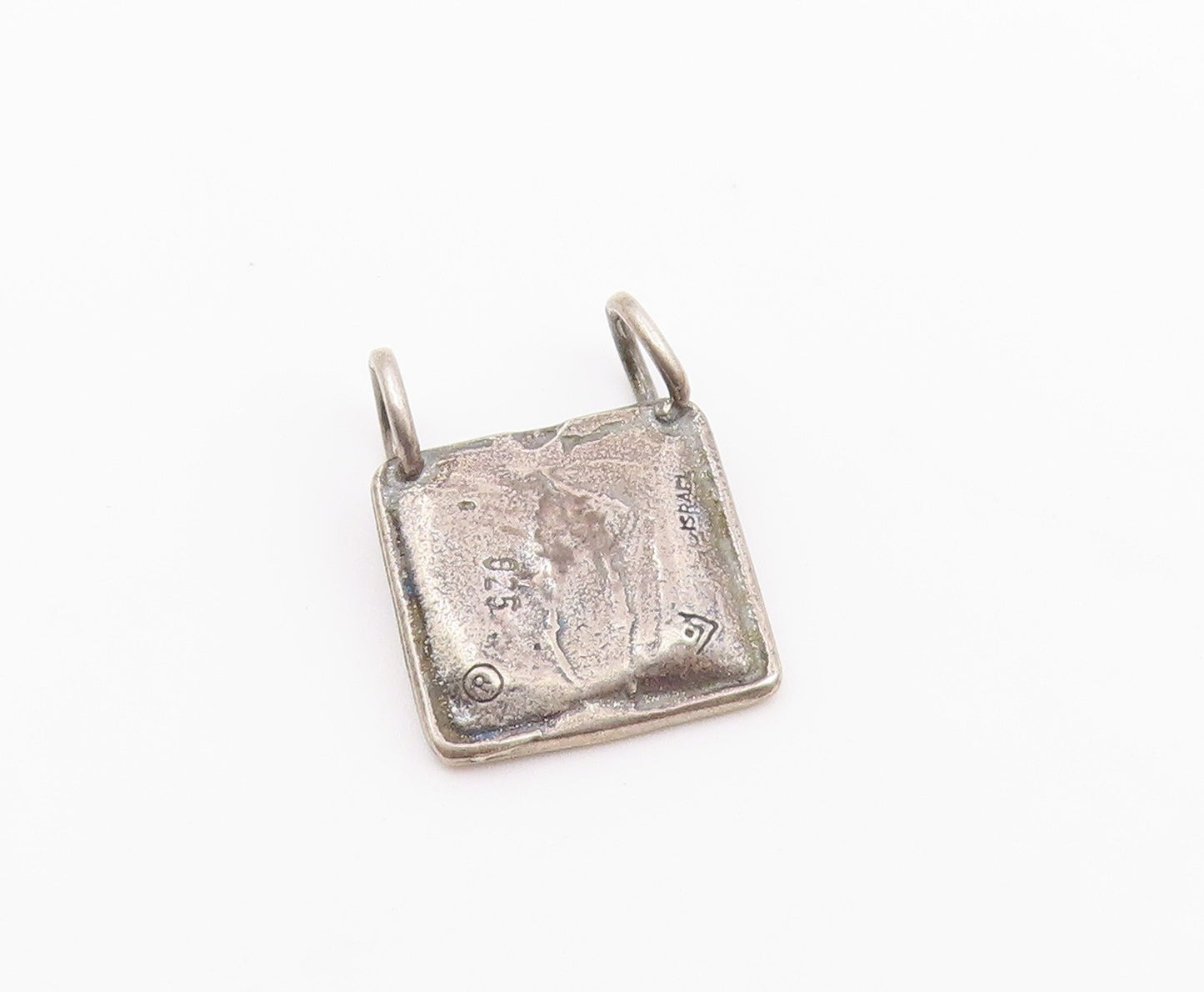 SILPADA 925 Silver  Vintage Carved Person Figure Square Frame Pendant  PT20501