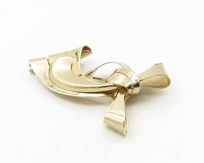 NAPIER 925 Sterling Silver  Vintage Shiny Smooth Ribbon Bow Fur Clip   TR1671