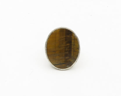 925 Sterling Silver  Vintage Tiger's Eye Oval Cocktail Ring Sz 7.5  RG19160