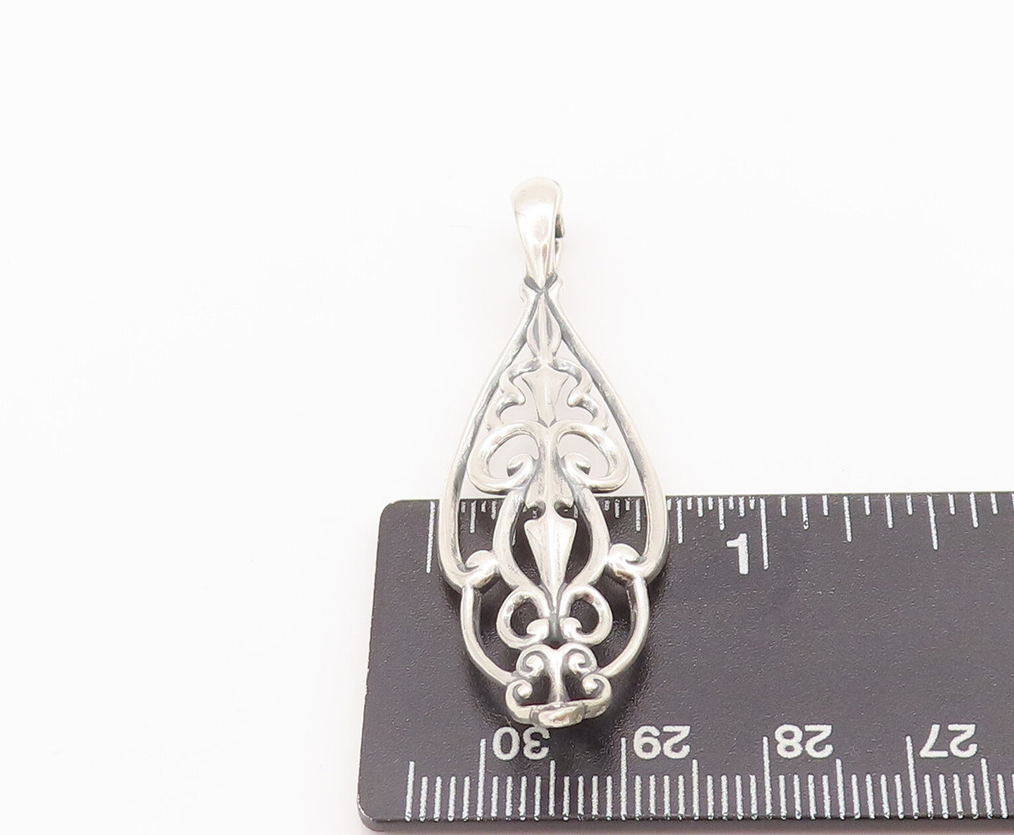 925 Sterling Silver Vintage Pendant CAROLYN POLLACK Drop Swirly Carved  PT22756