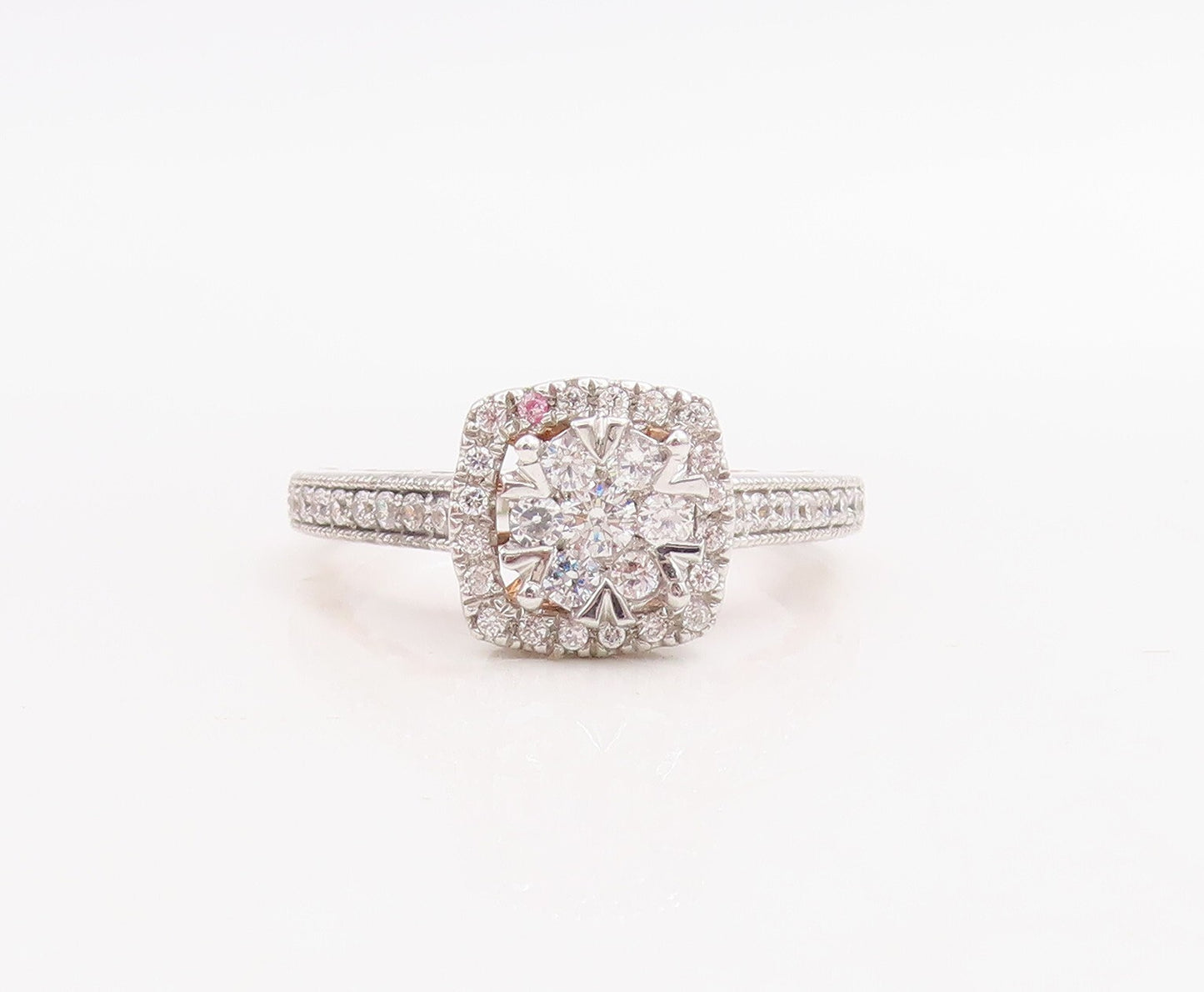 925 Sterling Silver Vintage Ring Designer Princess Cut & CZ Set  Sz 7  RG30739
