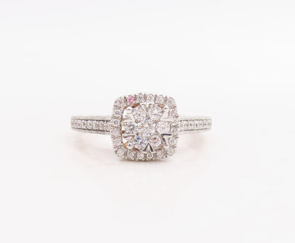 925 Sterling Silver Vintage Ring Designer Princess Cut & CZ Set  Sz 7  RG30739