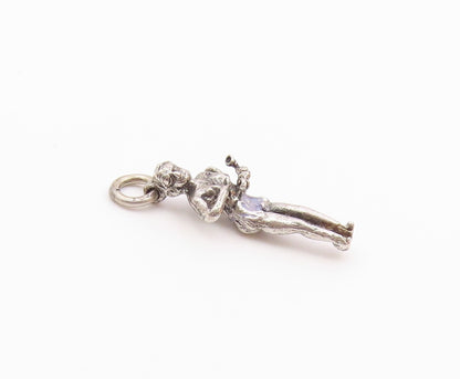 925 Sterling Silver  Vintage Petite Woman With Telephone Pendant  PT18103