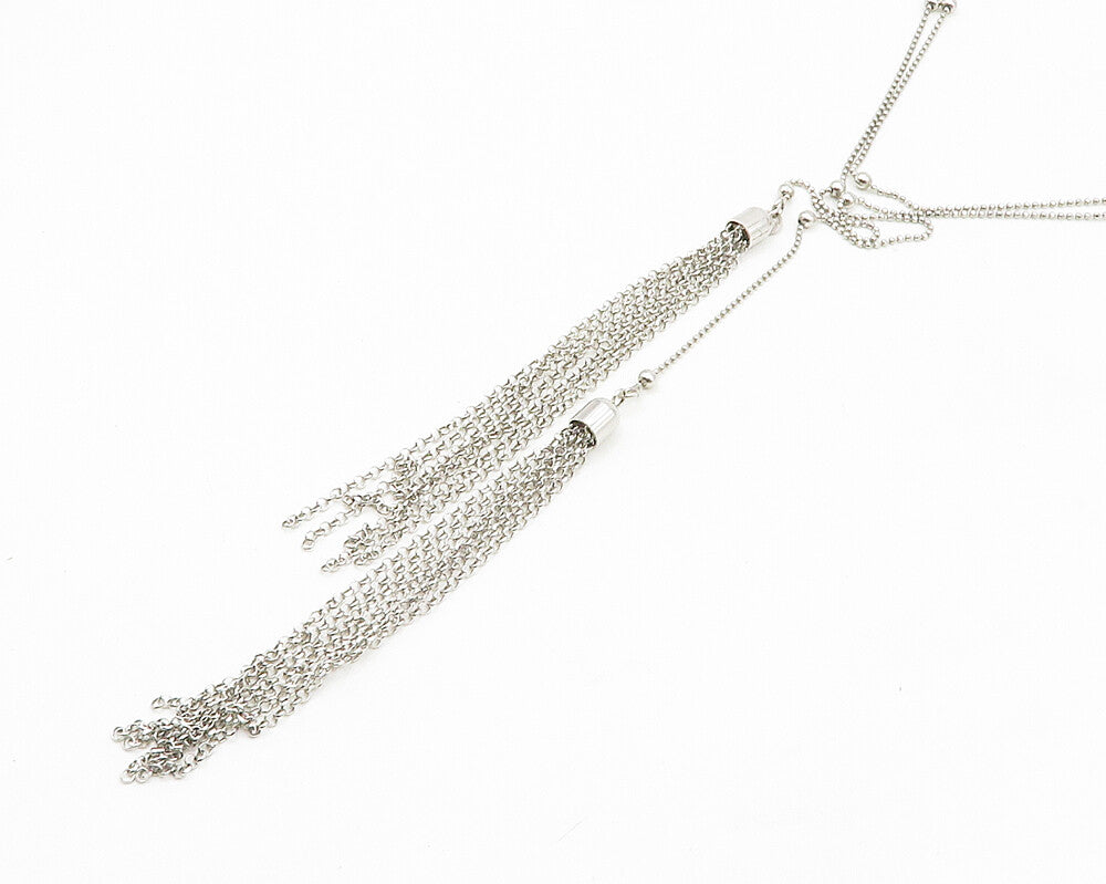925 Sterling Silver  Vintage Shiny Petite Beaded Chain Necklace  NE3058