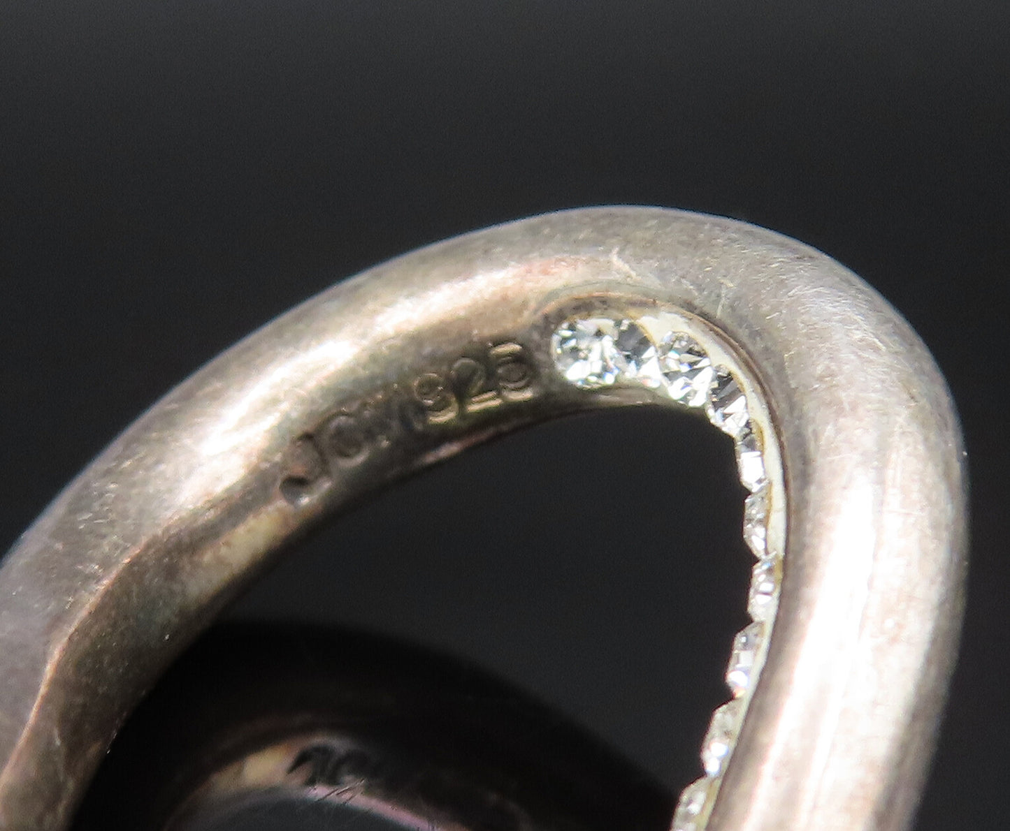 925 Sterling Silver  Vintage Fancy Rhinestones Curved Hoop Earrings  EG11806